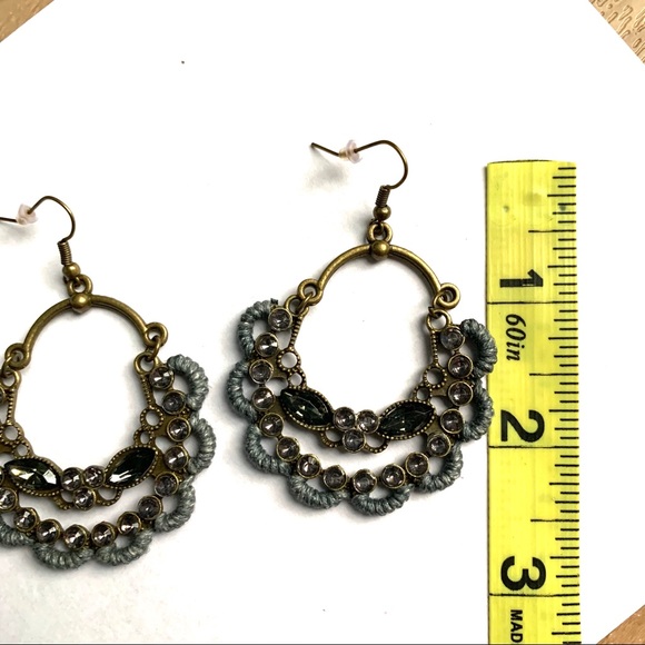 Crystal Crochet Antiqued Bronze Drop Earrings - Picture 7 of 8